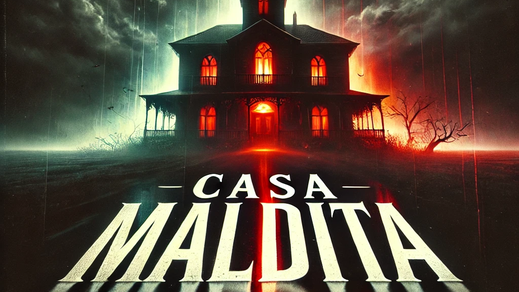 Casa Maldita: misteriosa casa embrujada con sombras y tormenta