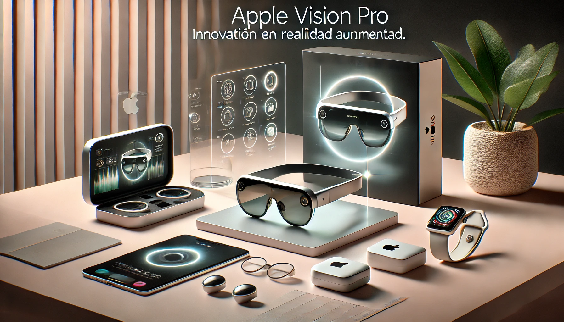 Apple Vision Pro unboxing con diseño premium y accesorios.